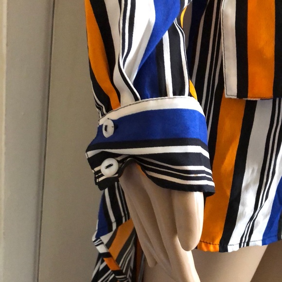 Striped Wrap Blouse 100% Polyester Brand New - Picture 3 of 8